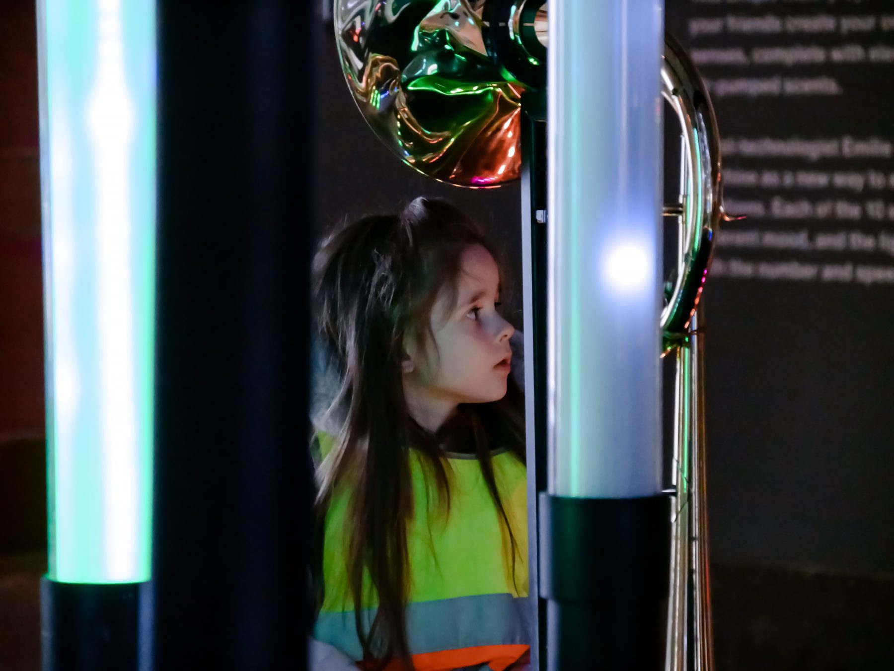 A girl visiting the science center