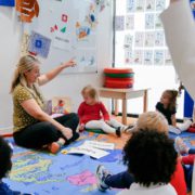 Young students in Tessa International School's nursery school program engage in their Spanish immersion class.